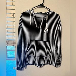 Black and white striped v neck sweater